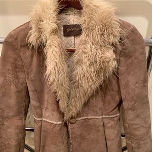 Guess tan suede and faux fur jacket, size XS.